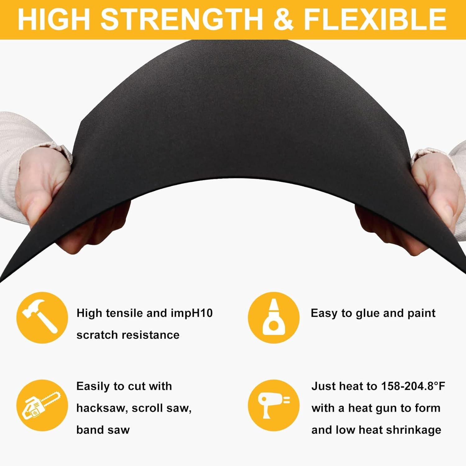 Paidu Black ABS Plastic Sheet 12" x 36"x 0.06" Flexible Moldable Impact Strength and High Tensile 1/16" Thick 1.5mm Abs Sheet Moldable Plastic DIY Materials for Home Decor and Handicrafts 6 Pack