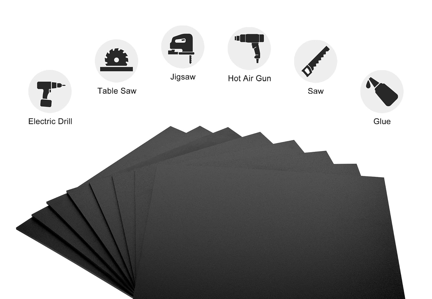 Paidu ABS Plastic Sheet 18" x 24" x 0.060" Thick Pack of 4 Black Moldable Thermoplastic Panel 1/16" Thick 1.5mm for Crafts DIY Projects - Textured & Smooth Finish