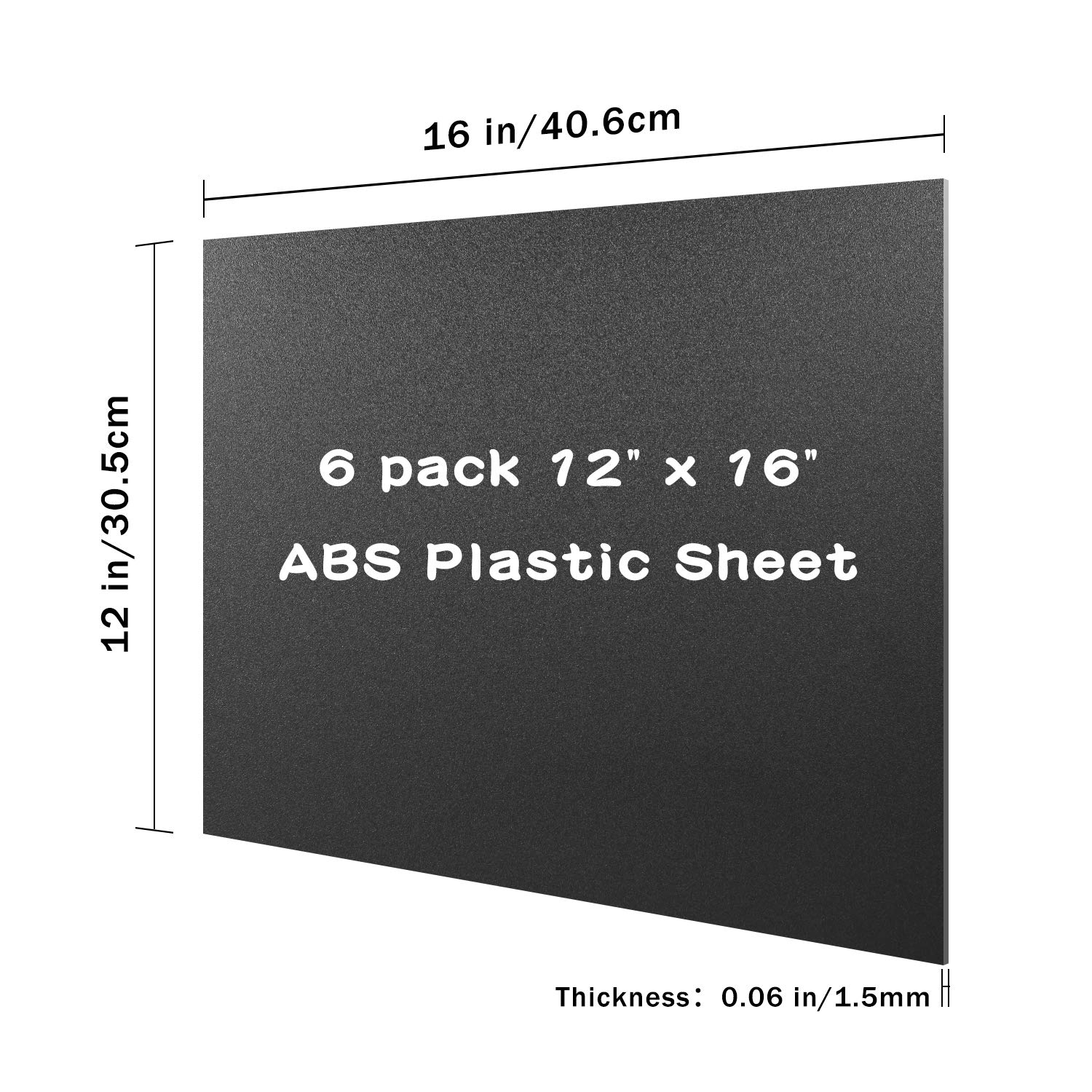 Paidu Black ABS Plastic Sheet 12" x 16" x 0.06" 6 Pack DIY Materials for Home Decor Handcrafts Matte & Textured