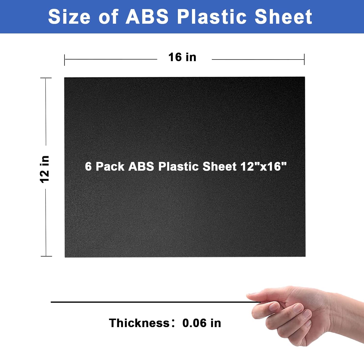 Paidu ABS Plastic Sheet 12" x 16" x 0.06" 6 Pack Moldable Plastic Sheets High Tensile and Impact Strength Plastic Great for DIY Projects Decor