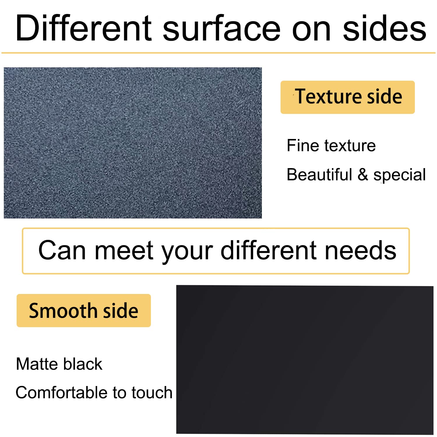 Paidu Black ABS Plastic Sheet 12" x 16" 1/8" Thick 3mm DIY Material for Home Decor Craft Projects 2 Pack Smooth & Textured Finish