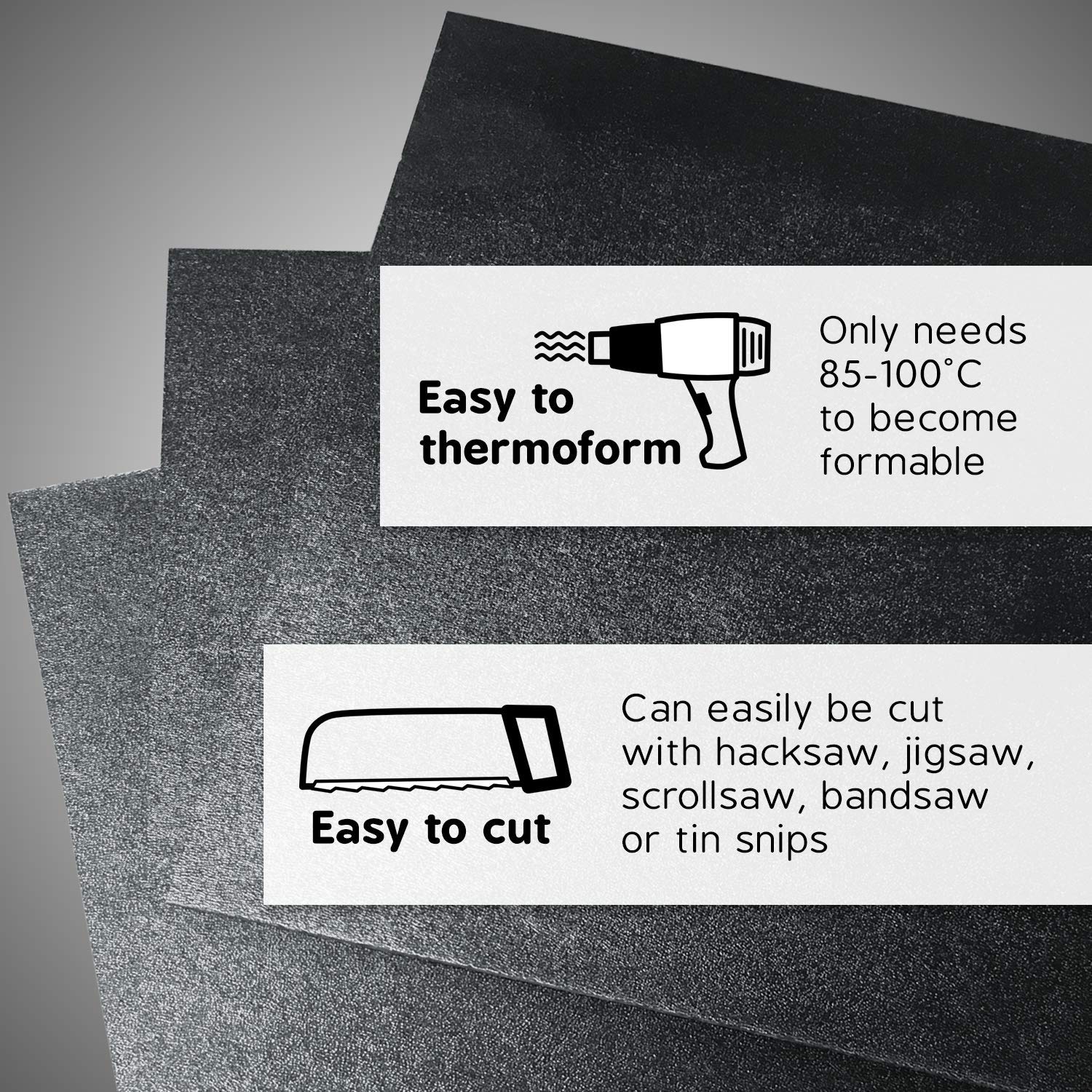 Paidu 3 Pack 12x24 ABS Plastic Sheet 1/16 Inch Thick Black Plastic Sheet Moldable Plastic Sheets Keel Guard Hard Plastic Sheet Thin Plastic Sheets for Crafts Plastic Board Plastic Repair