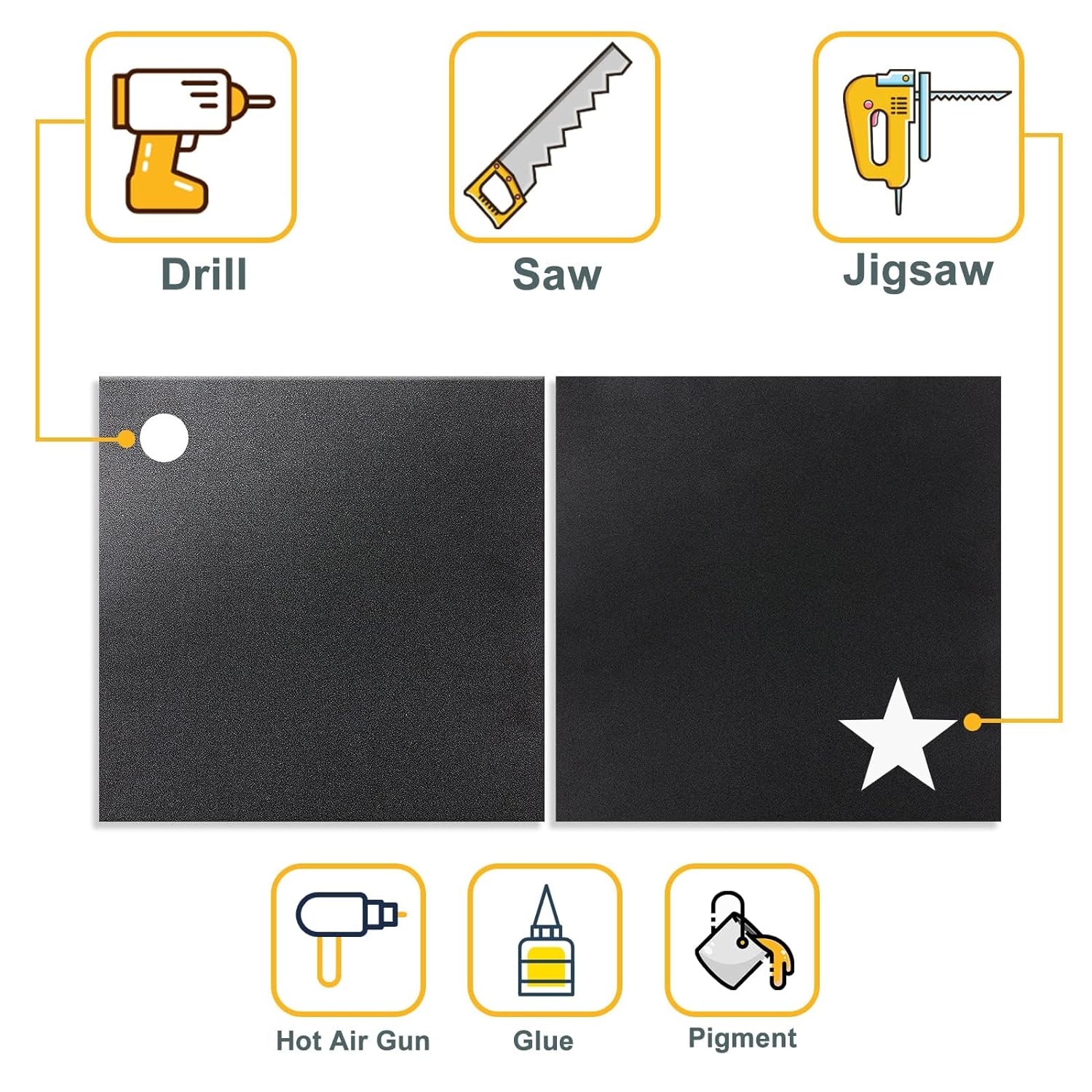 Paidu Black ABS Plastic Sheet 12" x 36"x 0.06" Flexible Moldable Impact Strength and High Tensile 1/16" Thick 1.5mm Abs Sheet Moldable Plastic DIY Materials for Home Decor and Handicrafts 6 Pack