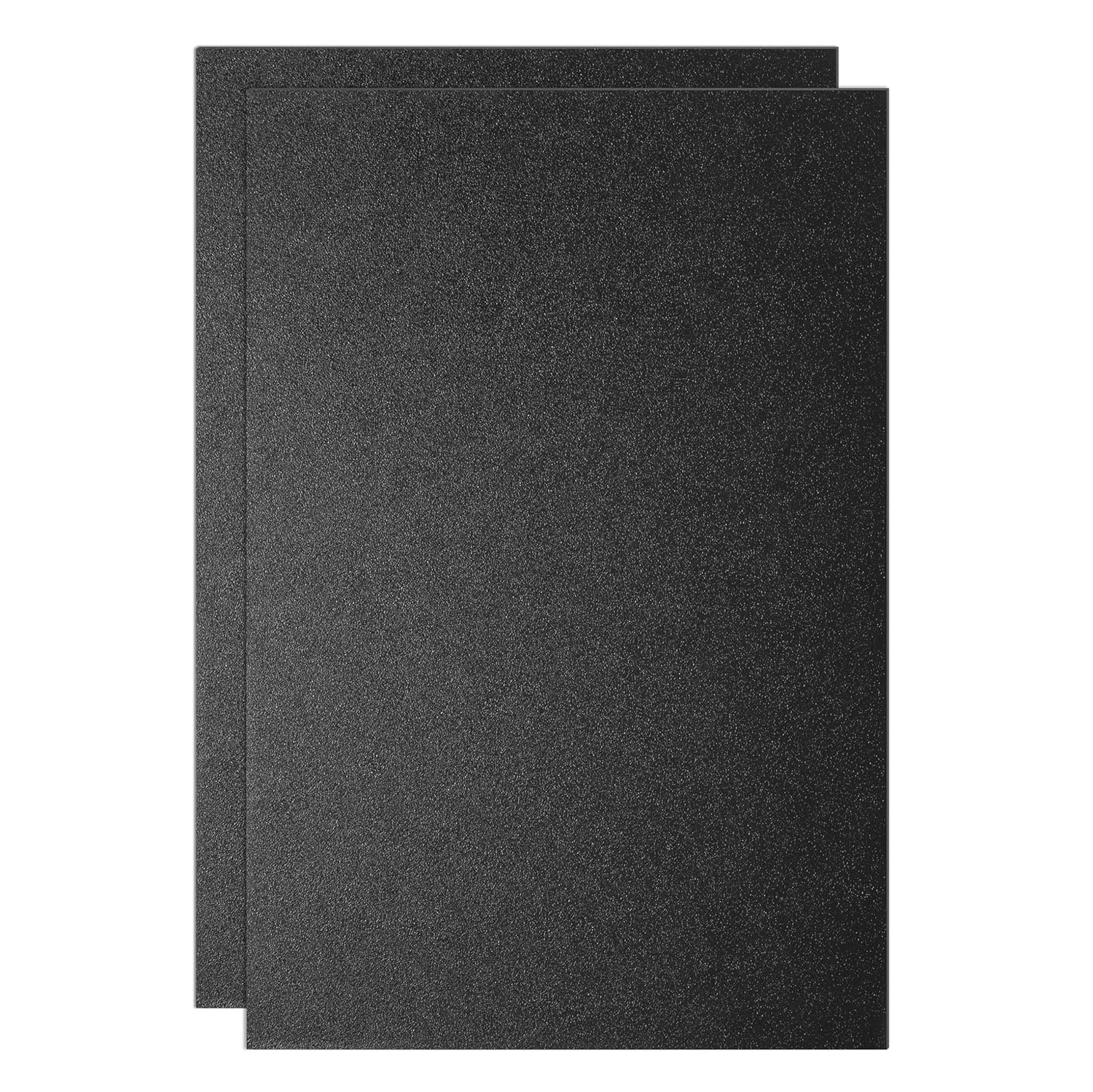 Paidu ABS Plastic Sheet 12" x 16" x 1/8" Thick 3mm Black Rigid Thermoplastic Sheet Moldable Plastic Panel for Crafts DIY Projects Textured & Smooth Finish Pack of 2